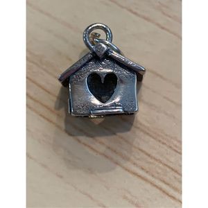 .925 Garden Birdhouse Heart Sterling Silver Jewelry Charm